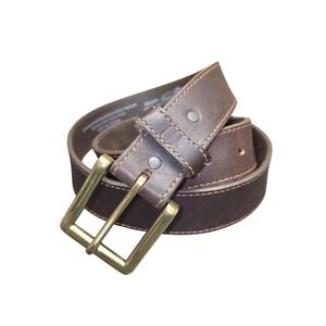 Justin Belt Mens 40 Brown Top Grain Leather Brass Buckle Made USA Western Cowboy